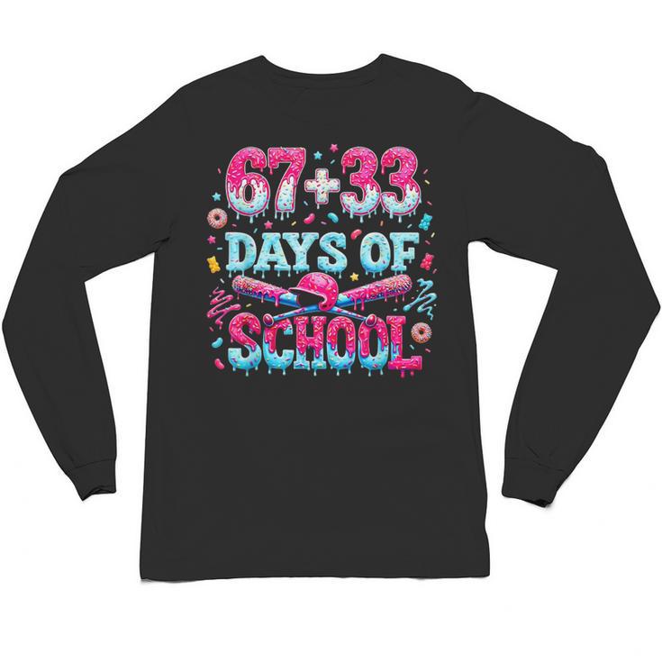 67 33 Days Of School Baseball Drip 100th Day Of School Boys Unisex Long Sleeve T-Shirt