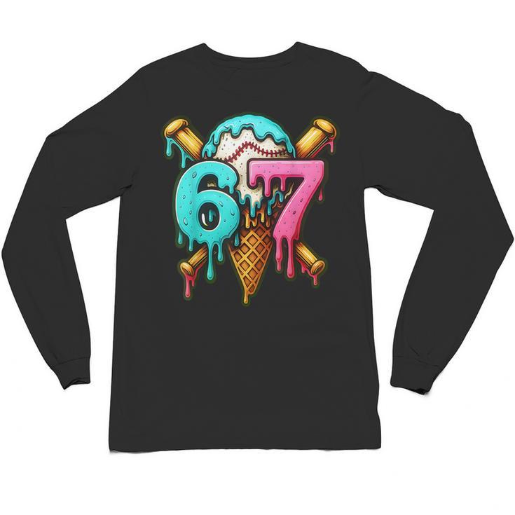 67 Baseball Ice Cream Drip Kids Unisex Long Sleeve T-Shirt