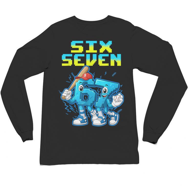 67 Six Seven 6-7 Italian Brainrot Kids Baseball Meme Unisex Long Sleeve T-Shirt