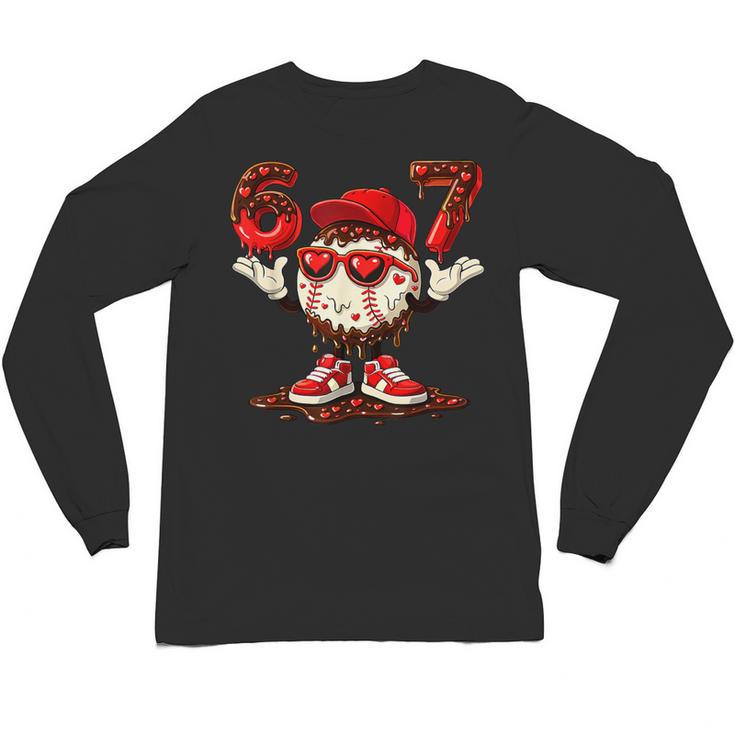 67 Valentine Day Baseball Chocolate Ice Cream Drip Unisex Long Sleeve T-Shirt