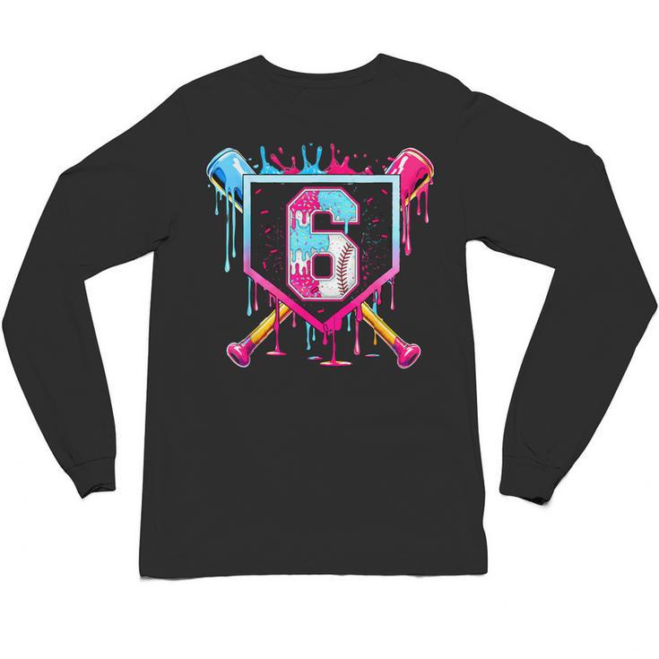 6th Birthday Boys Baseball Ice Cream Drip Boys Baseball Unisex Long Sleeve T-Shirt