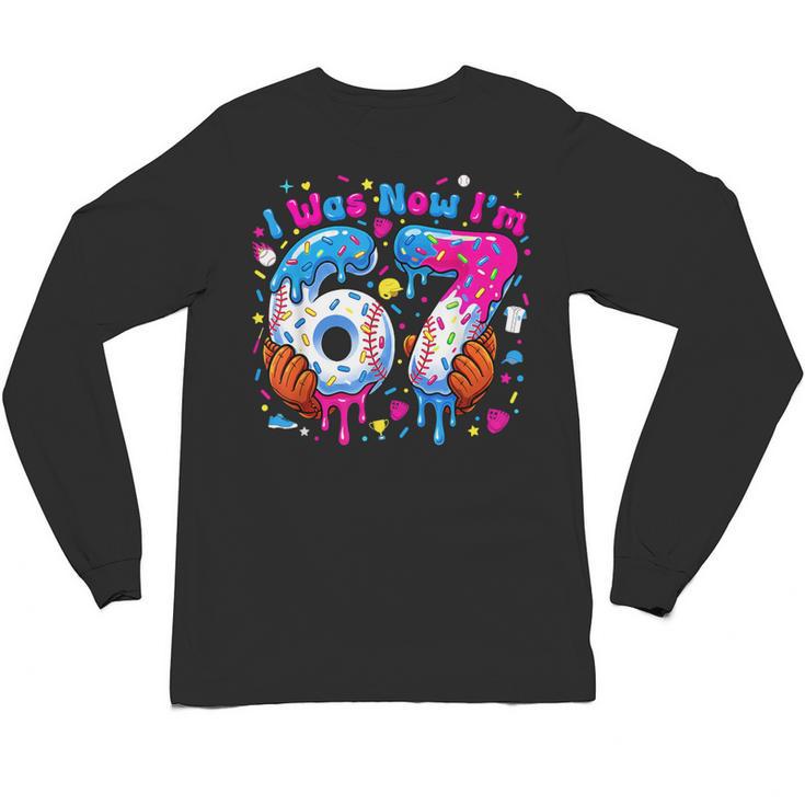 7th Birthday I Was 6 Now I'm 7 Baseball Ice Cream Drip Unisex Long Sleeve T-Shirt