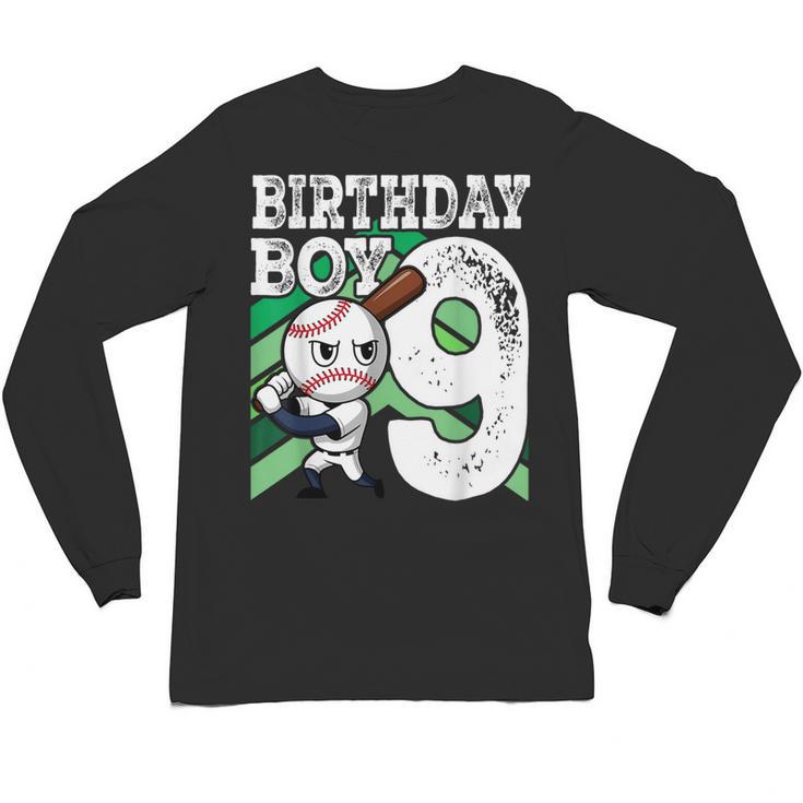 9th Birthday Baseball Birthday Party 9th Birthday Boy Unisex Long Sleeve T-Shirt