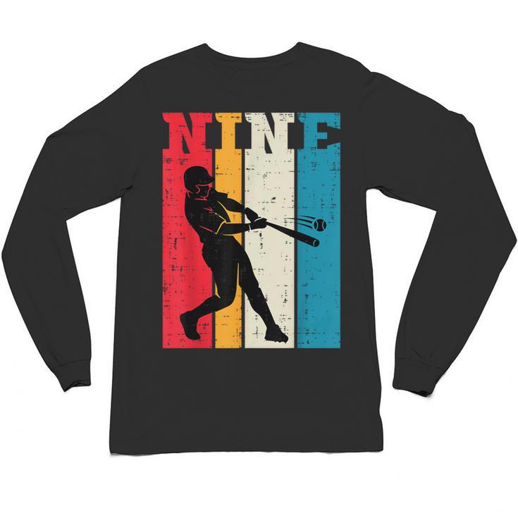 9th Birthday Nine Baseball Batter 9 Year Old Bday Boys Kids Unisex Long Sleeve T-Shirt