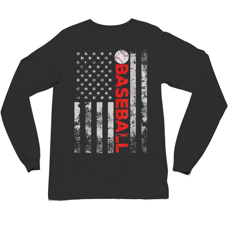 American Flag Baseball Team Baseball Player Baseball Unisex Long Sleeve T-Shirt