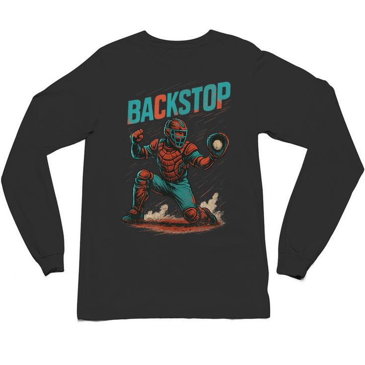Backstop Catcher Baseball Graphic Unisex Long Sleeve T-Shirt