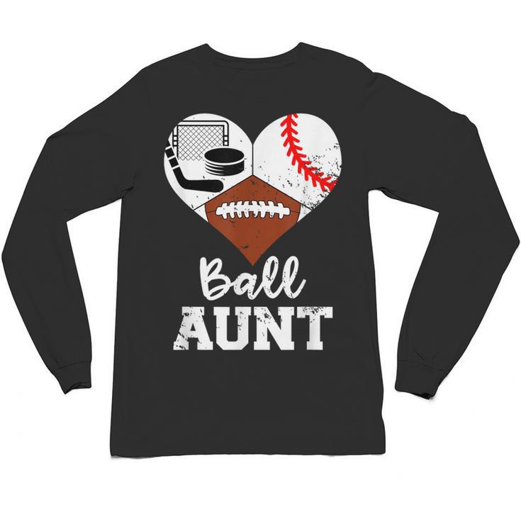 Ball Aunt Heart Football Baseball Hockey Game Day Unisex Long Sleeve T-Shirt