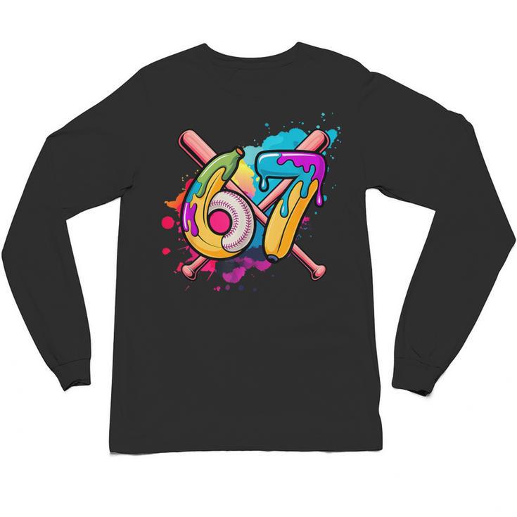Banana Baseball 67 Ice Cream Drip Meme Unisex Long Sleeve T-Shirt