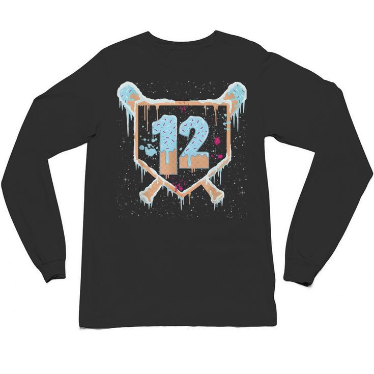 Baseball 12 Year Old Ice Cream Drip 12th Birthday Boys Unisex Long Sleeve T-Shirt