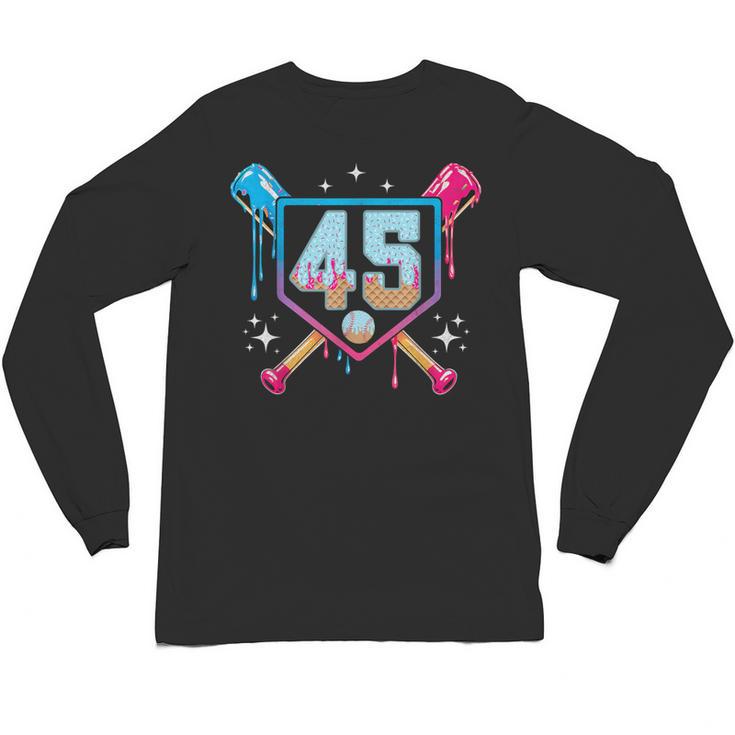 Baseball 45 Year Old Ice Cream Drip 45th Birthday Number 45 Unisex Long Sleeve T-Shirt