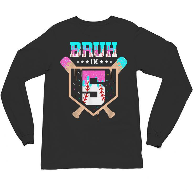 Baseball 5 Year Old Ice Cream Drip 5th Birthday Boys Player Unisex Long Sleeve T-Shirt