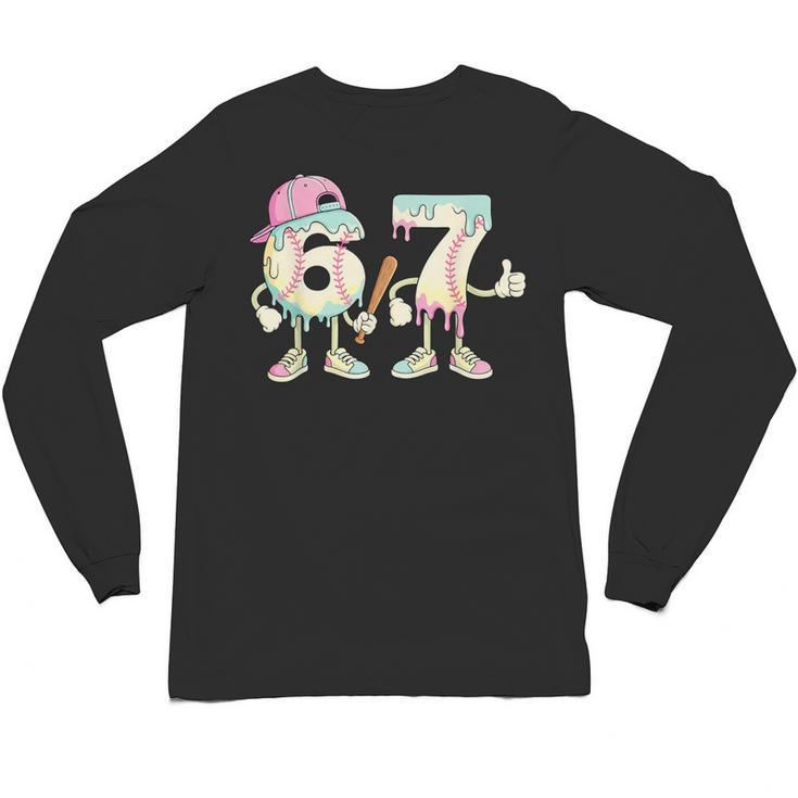 Baseball 67 Dripping Six Seven Drip Meme Ice Cream Boy Unisex Long Sleeve T-Shirt