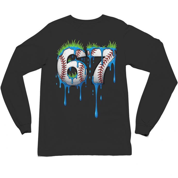 Baseball 67 Six Seven Gen Alpha Meme Blue Drip Boys Unisex Long Sleeve T-Shirt