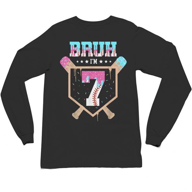 Baseball 7 Year Old Ice Cream Drip 7th Birthday Boys Player Unisex Long Sleeve T-Shirt