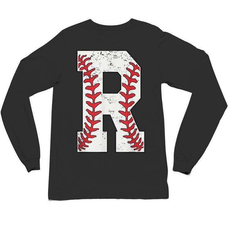 Baseball Alphabet Monogram Initial Letter R Unisex Long Sleeve T-Shirt