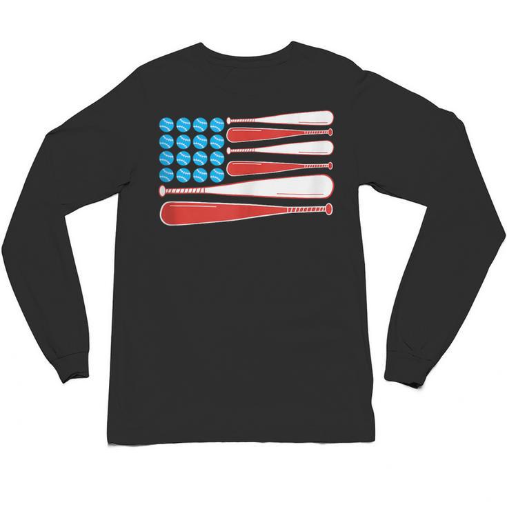 Baseball American Flag Patriotic USA Pride Unisex Long Sleeve T-Shirt