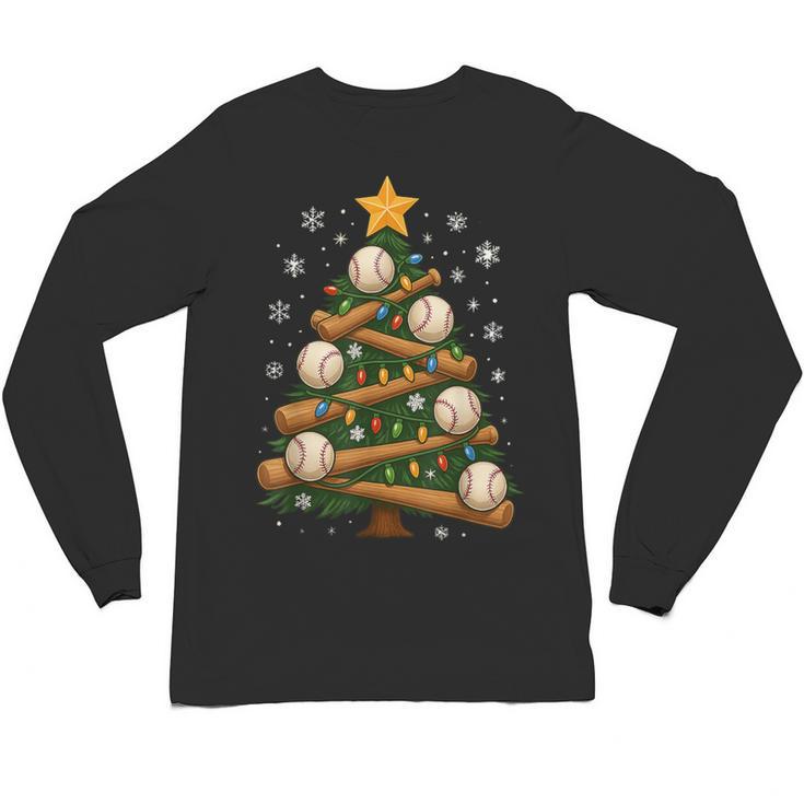 Baseball Bat Christmas Tree Lights Holiday Xmas Unisex Long Sleeve T-Shirt