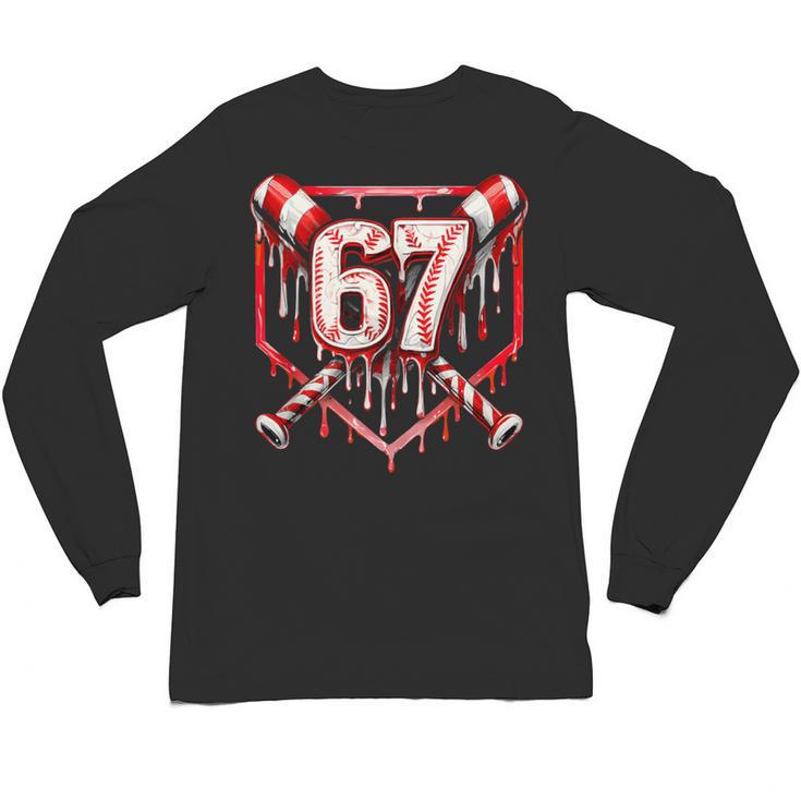 Baseball Candy Cane Drip 6 7 Six Seven Meme Christmas Boys Unisex Long Sleeve T-Shirt