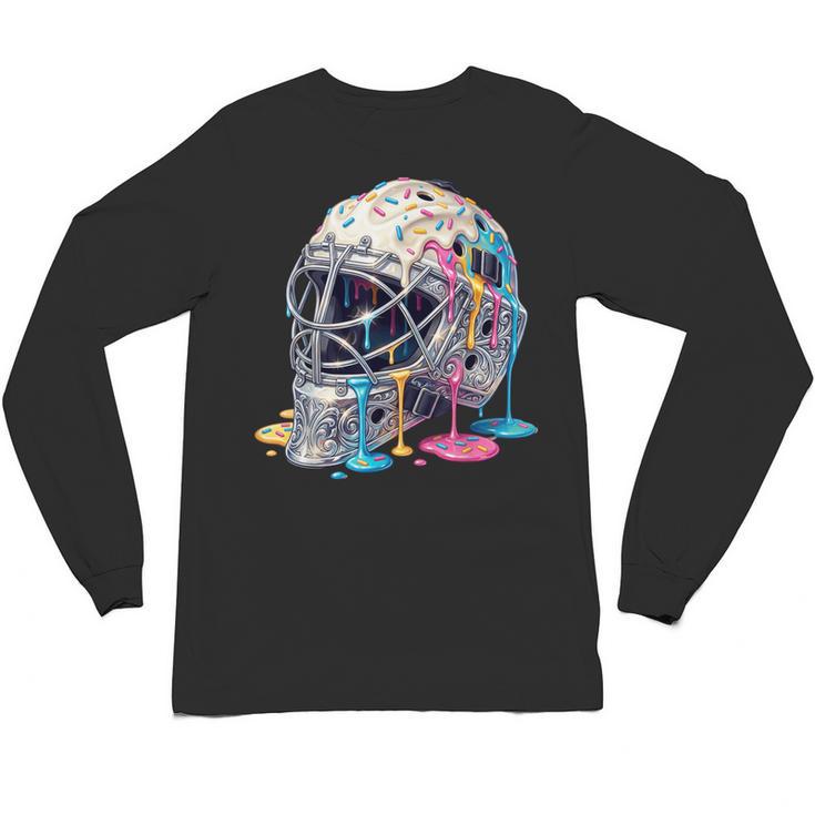 Baseball Catcher Mask Ice Cream Dripping Baseball Boys Unisex Long Sleeve T-Shirt