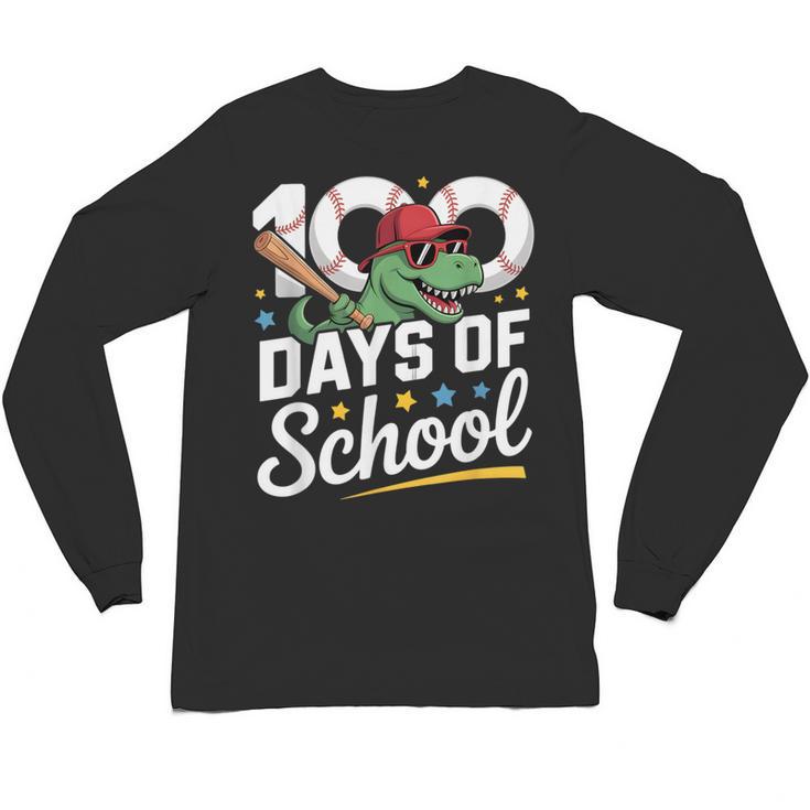 Baseball Dinosaur 100 Days Of School Kids Theme Unisex Long Sleeve T-Shirt