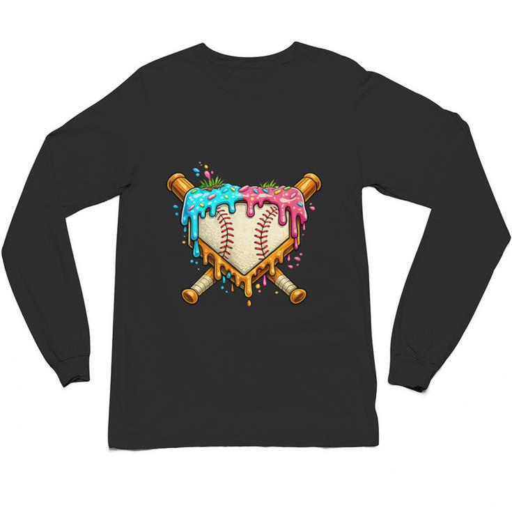 Baseball Drip For Boys Ice Cream Dripping Baseball Sport Unisex Long Sleeve T-Shirt
