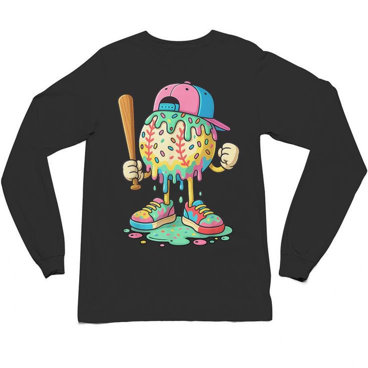 Baseball Drip For Boys Ice Cream Drip Baseball Sport Unisex Long Sleeve T-Shirt