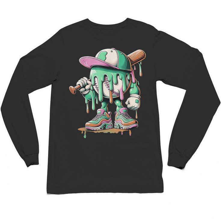 Baseball Drip For Boys Ice Cream Drip Baseball Unisex Long Sleeve T-Shirt