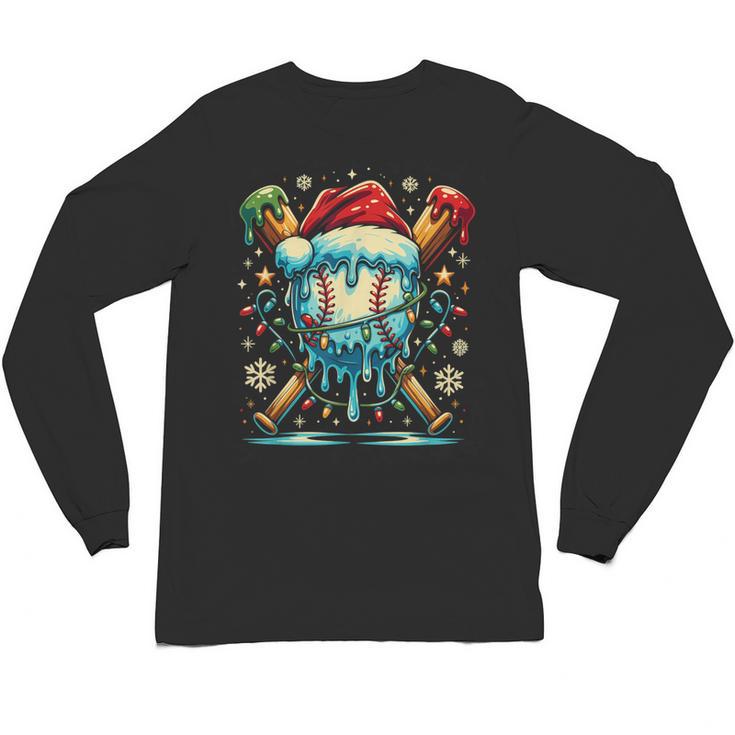 Baseball Drip Boys Youth Santa Christmas Baseball Unisex Long Sleeve T-Shirt