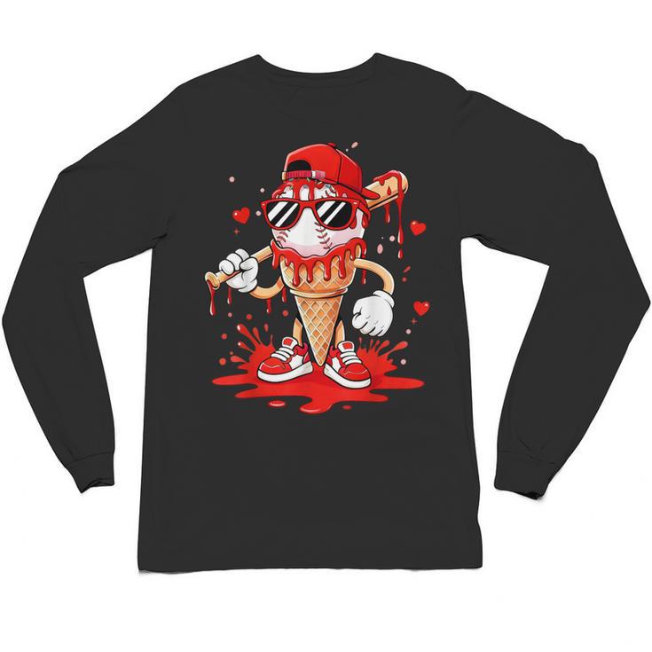 Baseball Drip Ice Cream Apparel Youth Boys Valentines Unisex Long Sleeve T-Shirt