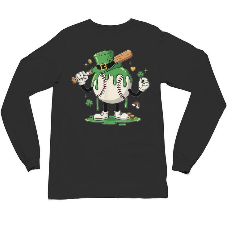 Baseball Drip Ice Cream Boys Kids Shamrock St Patricks Day Unisex Long Sleeve T-Shirt