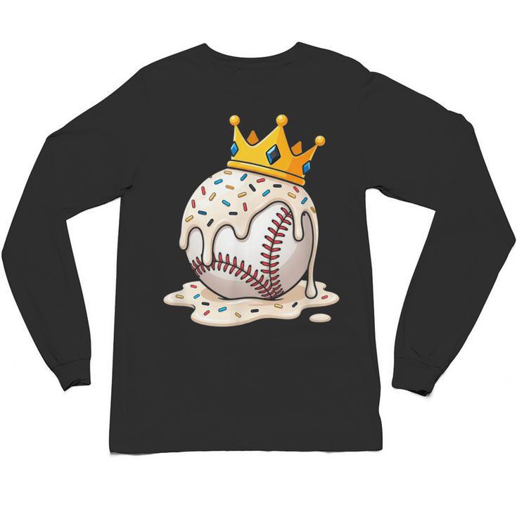Baseball Drip Ice Cream Crown Melt Graphic Unisex Long Sleeve T-Shirt