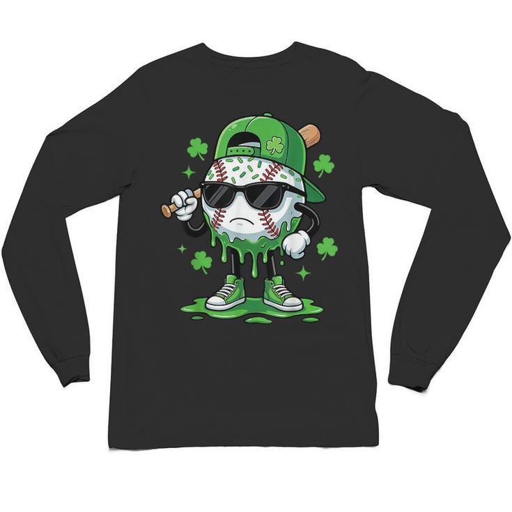 Baseball Drip Ice Cream Shamrock Kids Boy St Patrick’s Day Unisex Long Sleeve T-Shirt