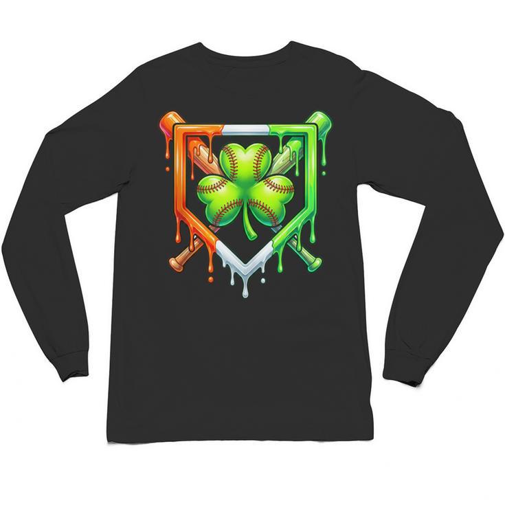 Baseball Drip Ice Cream St Patricks Day Shamrock Lucky Unisex Long Sleeve T-Shirt