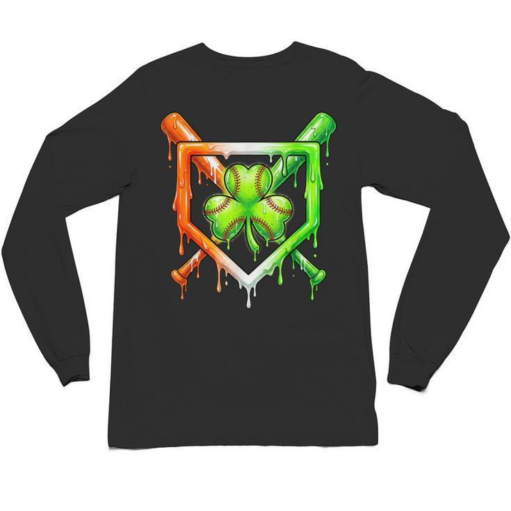 Baseball Drip Ice Cream St Patricks Day Shamrock Unisex Long Sleeve T-Shirt