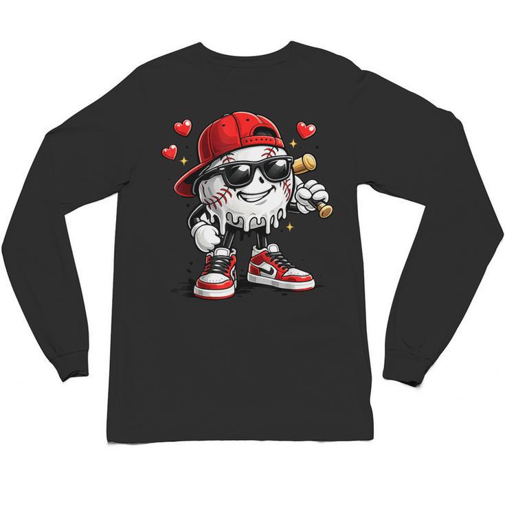 Baseball Drip Ice Cream Valentine’s Day Boys Kids Unisex Long Sleeve T-Shirt