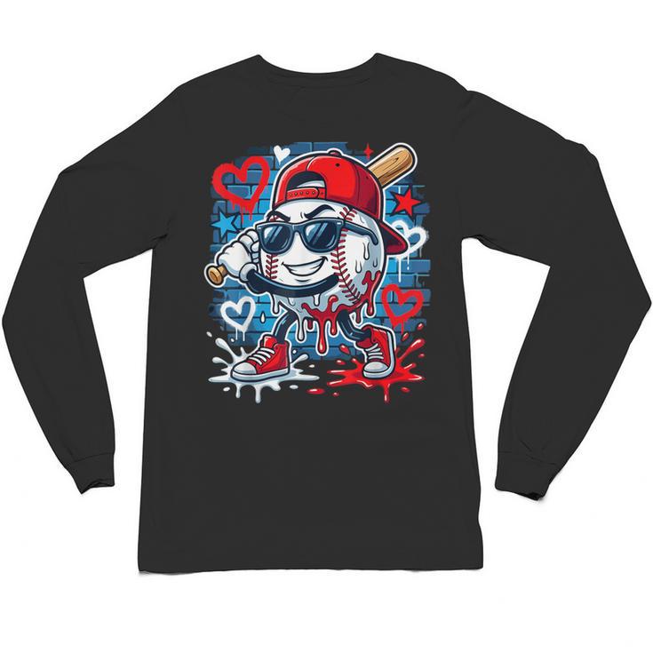 Baseball Drip Icecream Heart Valentine Day Boys Kids Red Unisex Long Sleeve T-Shirt