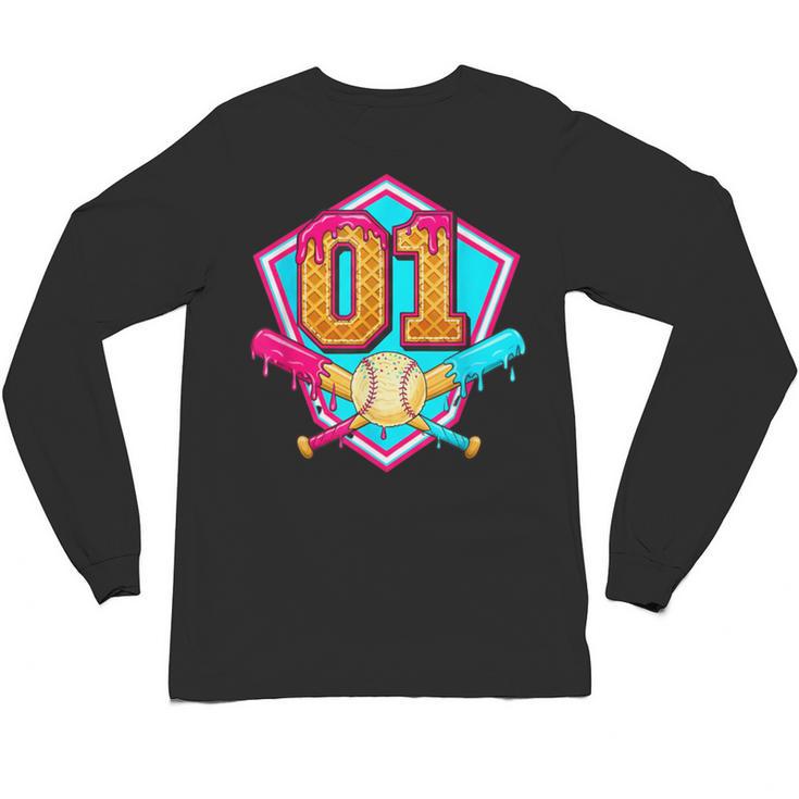 Baseball Drip Jersey Number 1 For Players & 1th Birthday Unisex Long Sleeve T-Shirt