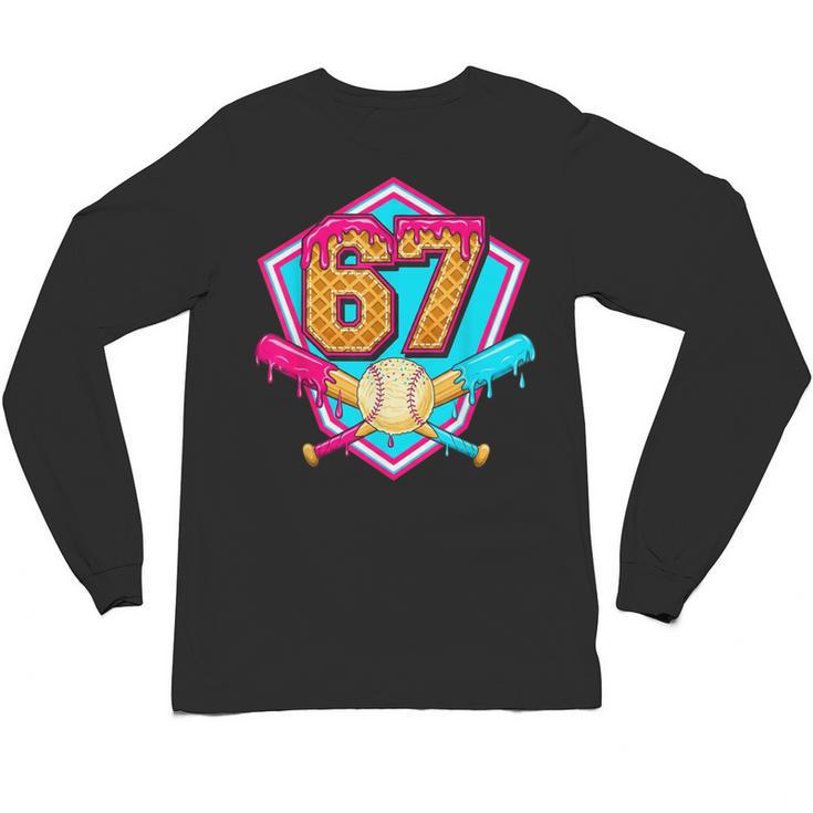 Baseball Drip Jersey Number 67 For Players & 67th Birthday Unisex Long Sleeve T-Shirt