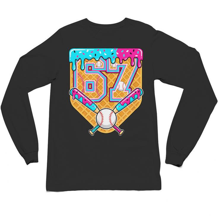 Baseball Drip Number 67 Ice Cream Home Plate Drip Unisex Long Sleeve T-Shirt