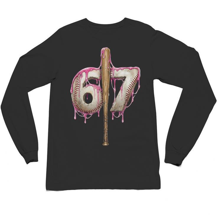Baseball Drip Number 67 Sports Player Six Seven Meme Fan Unisex Long Sleeve T-Shirt