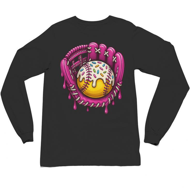 Baseball Drip Pink Glove Respect The Drip Youth Boys Girls Unisex Long Sleeve T-Shirt
