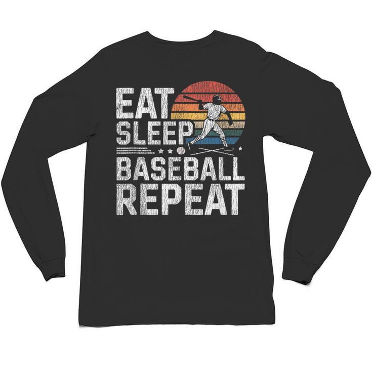 Baseball Fan Vintage Retro Eat Sleep Baseball Repeat Unisex Long Sleeve T-Shirt