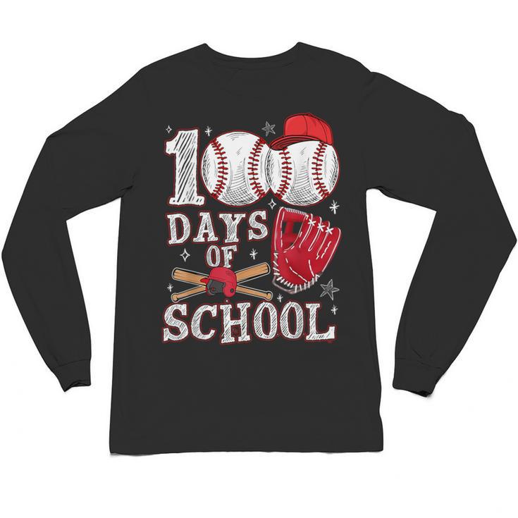 Baseball Happy 100 Days Of School Boy Girl Kid Teacher Unisex Long Sleeve T-Shirt
