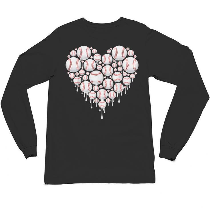 Baseball Heart Drip Valentine's Day Baseball Lover Boys Men Unisex Long Sleeve T-Shirt
