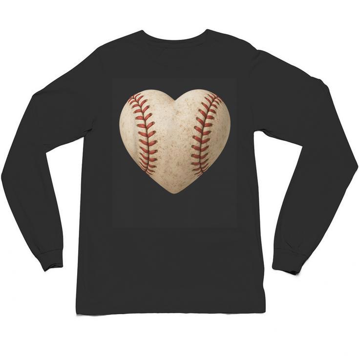 Baseball Heart Shape Valentines Day Love Boys Kids Men Unisex Long Sleeve T-Shirt