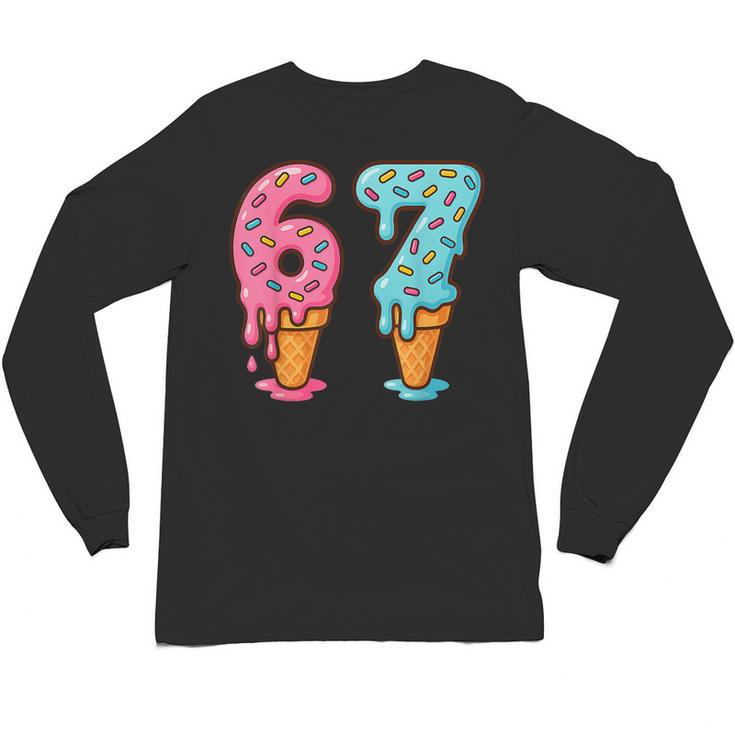 Baseball Ice Cream Drip 6 7 Kids 67 Birthday Unisex Long Sleeve T-Shirt