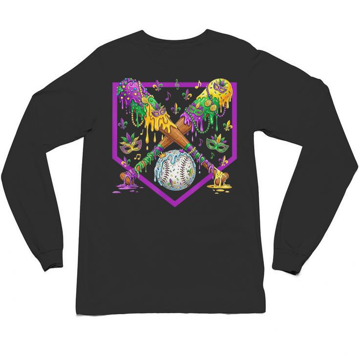 Baseball Ice Cream Drip Boys Mardi Gras Carnival Party Mask Unisex Long Sleeve T-Shirt