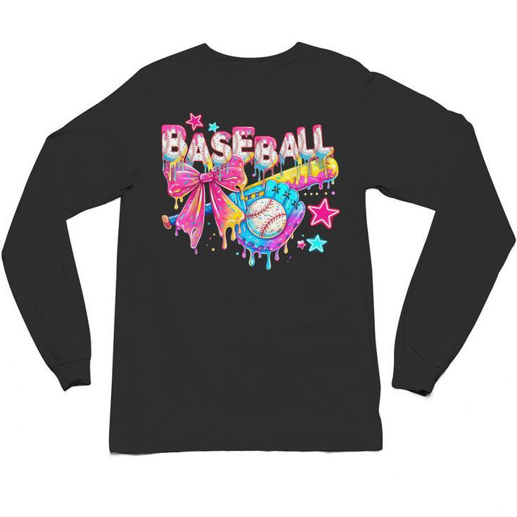 Baseball Ice Cream Drip Coquette Women Girls Mom Mama Unisex Long Sleeve T-Shirt
