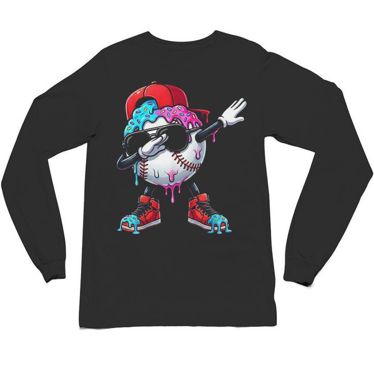 Baseball Ice Cream Drip Dabbing Sports Sprinkles For Boys Unisex Long Sleeve T-Shirt