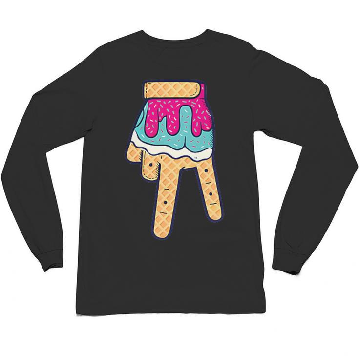 Baseball Ice Cream Drip Home Plate Glove Respect Drip 2 Side Unisex Long Sleeve T-Shirt